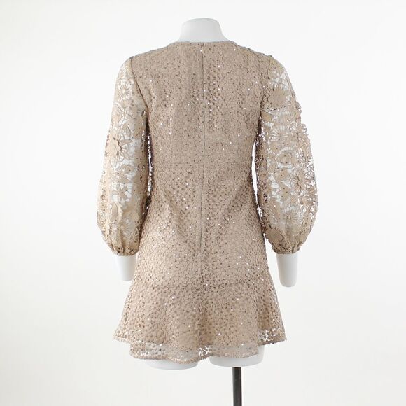 French Connection Caballo Sequined Lace Mini Dress Nude - Picture 3 of 5
